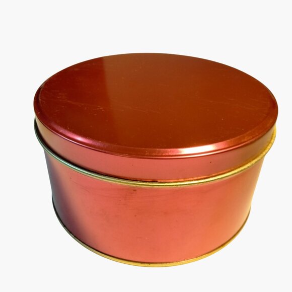 Red Round Metal Storage Tins Canisters Cookie Valentine Candy - Picture 1 of 6